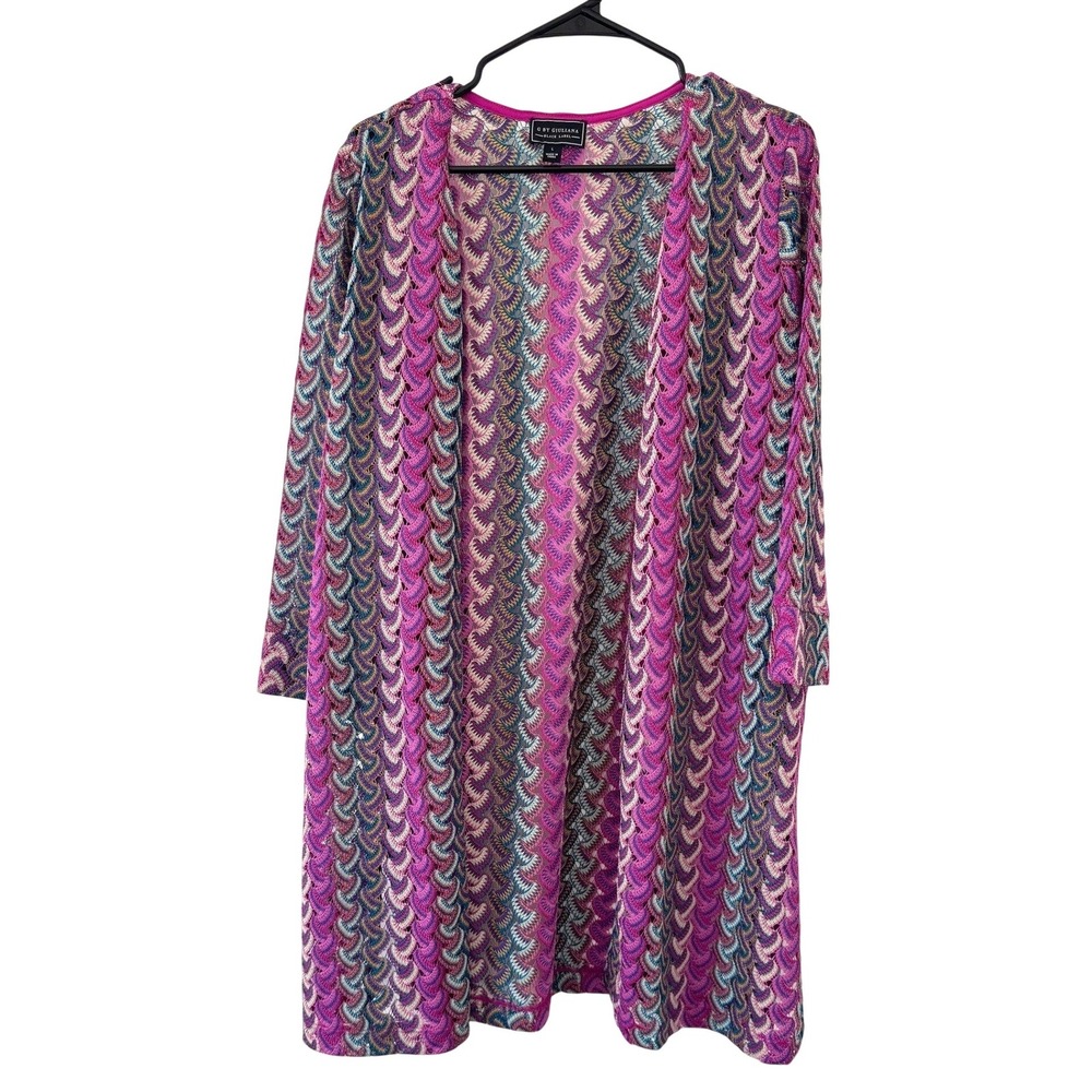 G by Giuliana Chevron Knit Whimsigoth Duster Open Front Festival Resort Style
